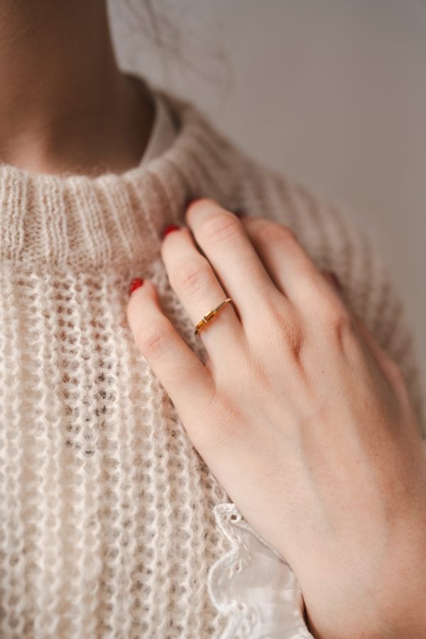 Doppio baguette ring - productfoto model 3 Doppio baguette ring - productfoto model 3